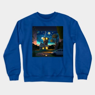 Starry Night Over The Burrow Crewneck Sweatshirt